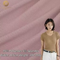 Tissu côtelé 2x2 épais 250 g/m² 95 % polyester 5 % élasthanne, largeur 165 cm, tricot côtelé texturé pour robes et vêtements de détente, prêt à être expédié