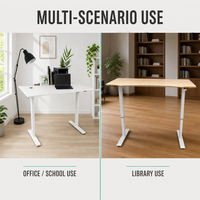 Cadre de bureau assis-debout réglable en hauteur pneumatique, design ergonomique, pieds pliables faciles à assembler, grand plateau, pour chambre et bureau