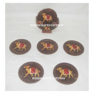 Juego de té de posavasos de camello pintado con esteatita hecha a mano de mejor diseñador indio para decoración de hogar y restaurante a precio barato - Product Image 1