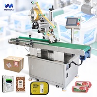 Machine automatique d'application d'étiquettes plates pour scellage de sachets en plastique, avec plateau de placement carré pour petites boîtes de conserve