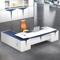 Escritorio Ejecutivo en Forma de L de Lujo con Acabado Lacado, Diseño Moderno, MDF Modular, Juego de Mesa y Silla de Oficina Saludable, Cajonera Personalizable