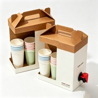 Porte-boissons en carton écologique et recyclable avec doublure aseptique et poignée pour restaurant, boîte à café jetable à emporter
