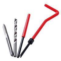Kit de réparation de filetages durable 30 pièces rouge avec tarauds, forets et clés pour la restauration de filetages endommagés