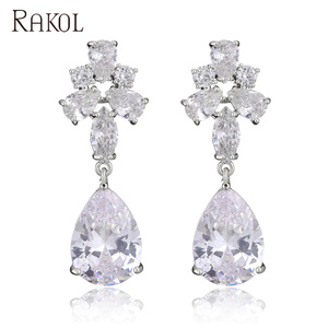 Rakol EP5070 Zirconia Pendant Women's Fashion Statement Earrings with Rhinestones for Weddings and Parties - Product Image 1