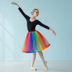 <span class=keywords><strong>Tutu</strong></span> de ballet <span class=keywords><strong>multicolore</strong></span> à 3 couches pour femmes <span class=keywords><strong>Tutu</strong></span> de princesse arc-en-ciel pour vêtements de performance et robes de soirée - Product Image 1