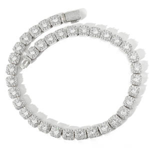 BES personalizado 13mm 925 plata esterlina morganita hielo azúcar cadena collar cubano fiesta moda Hip-hop joyería - Product Image 1