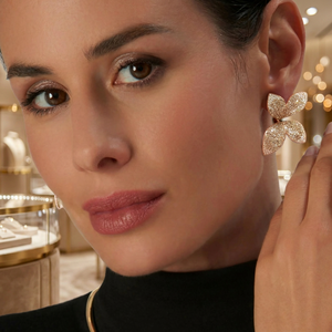Luxury Gold Plated Butterfly <b>Stud</b> <b>Earrings</b> With <b>Crystal</b> Rhinestone For Women Party Jewelry - Product Image 3
