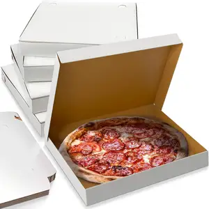 10" Length x 10" Width x 1.5" Depth Lock Corner Extra Thin Paperboard White Clay Coated Pizza Box