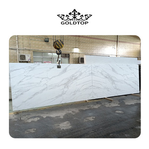 Goldtop 7002 Calacatta Crema PD แผ่นควอตซ์พิมพ์ลายทันสมัยพื้นผิวหินหรูหราสำหรับเคาน์เตอร์ครัวโรงแรมการตกแต่งผนัง - Product Image 5