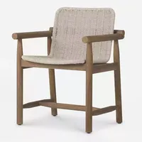 Juego de comedor moderno para ocio al aire libre, muebles de madera de ratán anticorrosión de teca, balcón al aire libre, silla de jardín, sofá, mesa para