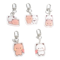 Porte-clés pendentif ours panda vintage en métal et acrylique, super mignon, pour couple, accessoire de sac, cadeau de mariage