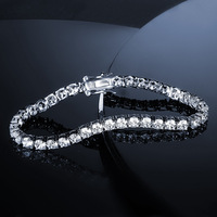 Bracelet tennis en argent sterling 925 avec moissanite 2 mm, géométrique, 7,12 g, serti pavé, pour femme, bijoux haut de gamme tendance, style européen et américain