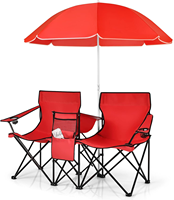 Chaise de camping double pliante, nouvelles chaises dpique-nique en plein air parapluie amovible, sac de transport porte-gobelet