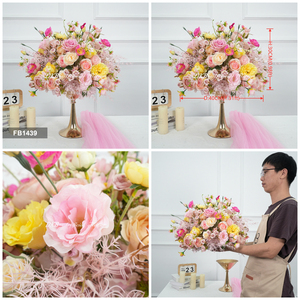 Wholesale silk Colorful <b>flower</b> Ball real touch <b>Flowers</b> Table Floral <b>Artificial</b> Centerpiece <b>Flower</b> Ball - Product Image 3