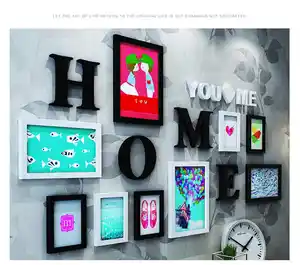 Frame Combination For Wall Decoration Fotos 9 PCS/set Wooden Photo Frame Picture Frame For Living Room Letters Pattern Photo