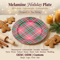 Assiette creuse ronde de 8 pouces en mélamine à carreaux rouge et vert pour Noël, mariages, fêtes et événements – OEM/ODM
