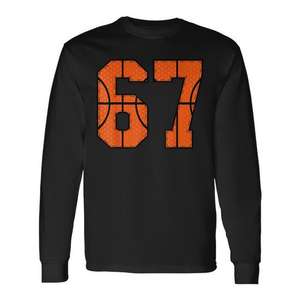 Camiseta de manga larga de baloncesto Six Seven 67 con diseño de meme Gen Alpha Slang - Product Image 1