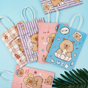 Sacs en papier kraft brun biodégradables imprimés flexo en gros avec poignée pour restaurants et plats à emporter - Product Image 4