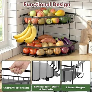 Estante Esquinero Triangular Doble Desmontable, Estante de <span class=keywords><strong>Cocina</strong></span>, Almacenamiento para Sala de Estar, Escritorio, Cesta para Frutas y Verduras - Product Image 2