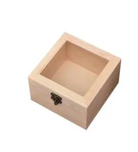 Creative Glass Lid Storage Box Jewelry Display Case Desktop Debris Storage And Finishing Wood Box Wholesale