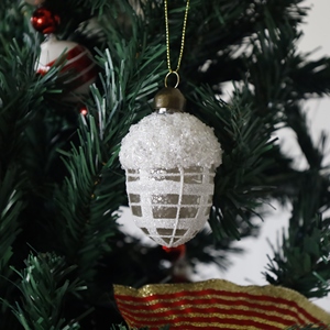 Gold Glitter Silver Glitter Vintage Glass Pine Cone Ornament for Christmas - Product Image 5