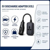 Adaptateur de décharge portable pour VE, station de charge V2L, 2,5 kW, 250 V, adaptateur d'alimentation universel pour véhicule, pour utilisation en cas d'urgence en extérieur