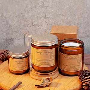 Precio de fábrica, tarro de ámbar personalizado, cera de soja, decoración del hogar, velas perfumadas de larga duración para baño con tapa plateada - Product Image 2