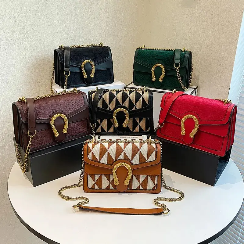 High quality women's designer luxury Dionysius luxury chain Bags Lady Fashion Design Purses For Ladies PU Snake Skin leather bag