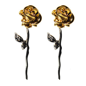 Fashion Trendy 18K <b>Gold</b> Plated <b>Rose</b> Flower Earrings Luxury Natural Earrings for Women Party Gift - Product Image 5