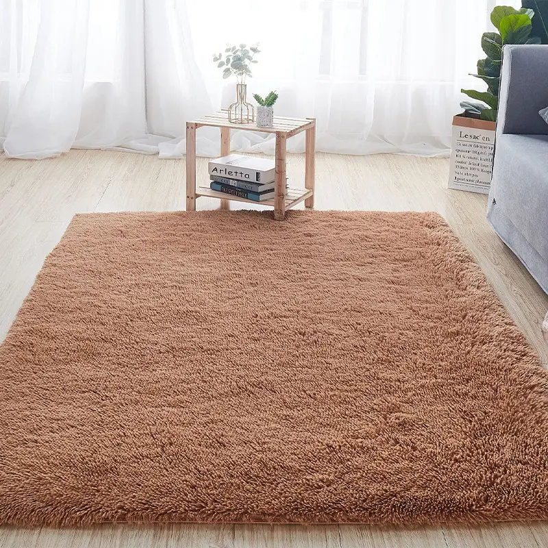 Simple Silk Hair Tie-Dyed Carpet Living Room Coffee Table Long Mat Bedroom Bedside Blanket
