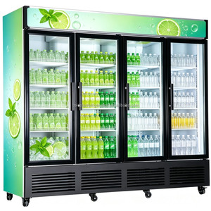 Vitrine réfrigérée verticale à quatre portes avec compresseur intégré pour la présentation de boissons en gros - Product Image 6