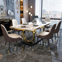 Ensemble de tables à manger modernes avec plateau en pierre frittée effet marbre, mobilier de salle à manger, dropshipping