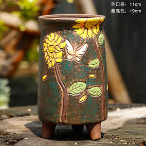 Pots de fleurs succulentes modernes <span class=keywords><strong>en</strong></span> <span class=keywords><strong>terre</strong></span> brute, taille Large, peint à la main, pour décoration d'extérieur, pièces - Product Image 3