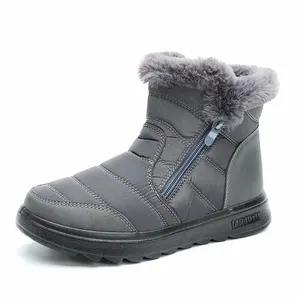 Botas quentes de inverno para mulheres, calçados antiderrapantes de algodão e pelúcia à prova d'água para zonas frias, botas antiderrapantes para neve