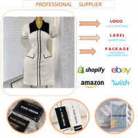 J5590 Boutique Women Dress Fashion Clothing Vendor Women Knitted Short Sleeve Dress POLO Neck Elegant Casual Mini Dresses