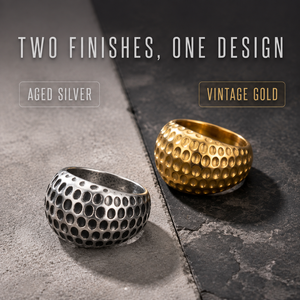 Anillo de Hombre con Diseño de Cúpula Perforada de Puntos Huecos, Estilo Vintage, en Acero Inoxidable con Acabado Oxidado, Tendencia Actual, Estilo Punk Urbano - Product Image 3