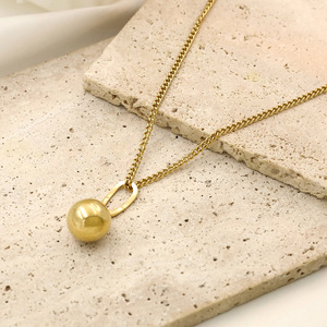 European American Style Women's Sweater Chain Gold Ball Titanium Steel Necklace Simple Geometric Pendant Fashion Jewelry - Product Image 2