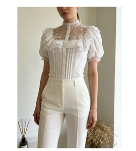 Producto Ligero y Duradero, la Mejor Camisa de Encaje Blanco Vintage Personalizada 2026 para Mujer - Product Image 2