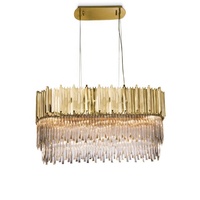 Long grand led bar suspendu plafond pendentif lumières moderne asfour lustre en cristal pour cuisine îlot table à manger