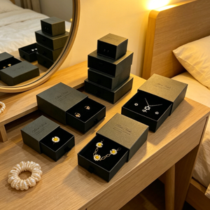 Boîte à bijoux en carton avec tiroir, doublure floquée imprimée, pour bagues, boucles d'oreilles, colliers, emballage personnalisé avec logo, étui de rangement pour bijoux, cadeau - Product Image 5