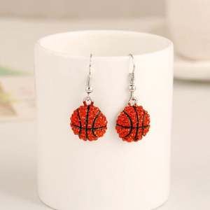 Boucles d'oreilles tendance style sportif en alliage avec strass, motifs baseball, basketball, softball, football, volleyball, à crochet - Product Image 3