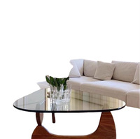 Ensemble de tables basses modernes de luxe en verre trempé avec structure en acier inoxydable, design minimaliste pour salon, table centrale avec rangement