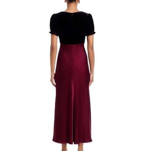 <span class=keywords><strong>Abito</strong></span> <span class=keywords><strong>Midi</strong></span> Elegante e Alla Moda per Feste Serali con Stile Soprabito in <span class=keywords><strong>Velluto</strong></span> e Gonna in Raso a Maniche Corte - Product Image 6