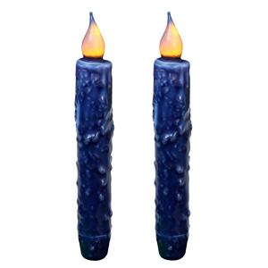 CVHOMEDECO. Echtes Wachs Hand Batterie betriebene LED Timer Taper Kerzen Rustikal Flammen los, 6-3/4 Zoll, Marineblau, <span class=keywords><strong>2</strong></span> Stück in einer Packung - Product Image 1
