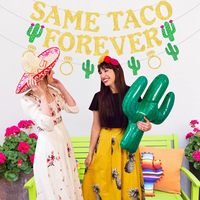 Dekorasi Pesta Lajang Lesbian, Spanduk Same Taco Forever, Hiasan Cincin Berlian Kaktus untuk Perlengkapan Pernikahan Gay Fiesta
