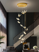 Nordique Duplex Restaurant LED Salon Escalier Lustre Lumière De Luxe Creative Papillon Art Lustre Éclairage