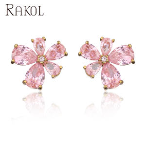 Rakol EP5733 <b>Small</b> Flower Trendy 3A CZ Silver <b>Earrings</b> Jewelry - Product Image 1