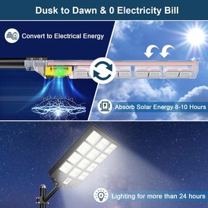 High Lumen Outdoor 3000W 2000W 1000W LED Wide Angle Lamp IP65 Waterproof Dust to Dawn <b>Remote</b> <b>Control</b> Solar Street <b>Light</b> - Product Image 4
