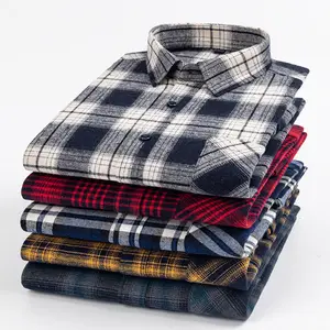 Latest OEM/ODM 100% cotton button down men's flannel shirts fashion men long sleeve plaid shirt fabric oversize shirts