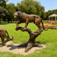 Statue de léopard en bronze pour décoration de jardin personnalisée, statue d'animal en bronze métallique, grande statue d'extérieur